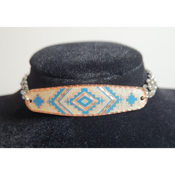 Handmade Boho Copper Bracelet, Diamond Cut Navajo‎ Native Design - Picture 4 of 8